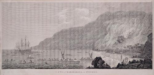 Cook arrives Karakakooa Bay Hawaii