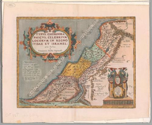 E42 - 1586 - TYPUS CHOROGRAPHICU, CELEBRIUM LOCORUM IN REGNO IUDAE ET ISRAHEL, arte factus Tielemanno Stella Sigenensi
