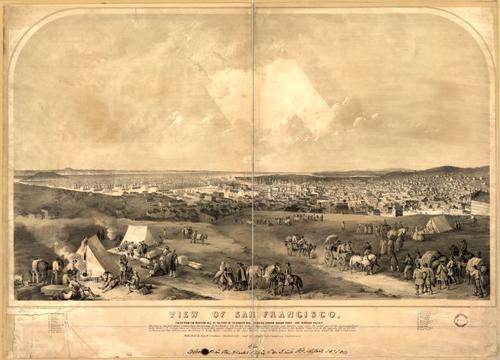 E65 - View of San Francisco Taken from the Western Hill at the foot of Telegraph Hill looking toward Ringon Point and Mission Valley - 1851