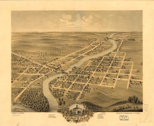 E66 - Birds Eye View of Anoka County Minnesota - Ruger Albert - 1869