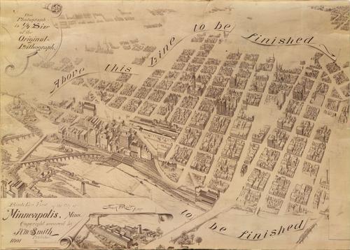 E66 - Birds Eye View of the City of Minneapolis Minnesota - 1891