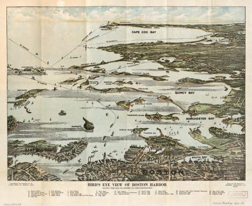 E70 - Birds Eye View of Boston Harbor - Federal Engraving Co - 1920