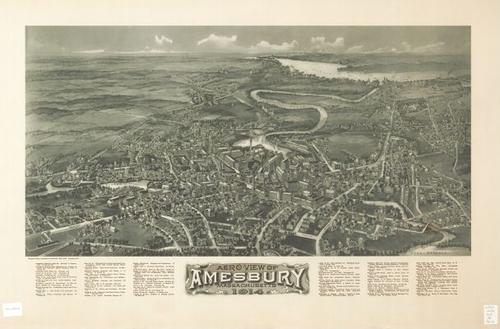 E70 - Aero View of Amesbury Massachusetts by Hughes and Bailey in 1914
