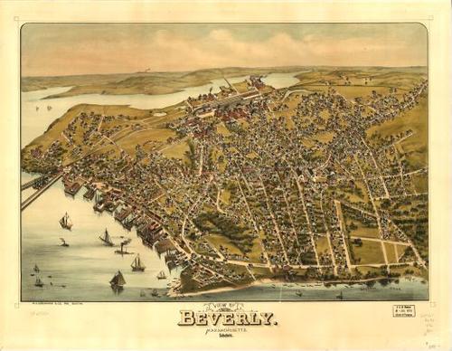 E70 - Aerial View of Beverly Massachusetts by Greenough WA and Co in 1886