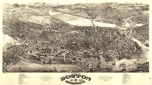 E70 - View of Boston Massachusetts by HH Rowley and Co in 1880