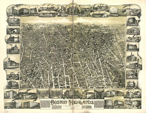 E70 - Boston Highlands Massachusetts Wards 19 20 21 and 22 of Boston by OH Bailey in 1888