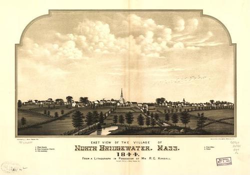 E70 - East View of the Village of North Bridgewater Massachusetts by AF Poole in 1844