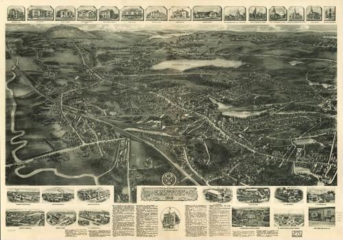 E70 - Aero View of Canton Massachusetts by Hughes and Bailey in 1918