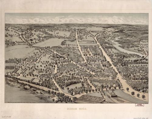 E70 - View of Dedham Massachusetts by Edwin Whitefield in 1876
