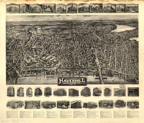 E70 - Aero view of Haverhill Massachusetts by Fowler and Downs in 1914