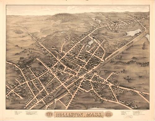 E70 - View of Holliston Massachusett by D Bremner Co in 1878