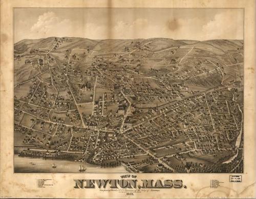 E70 - View of Newton Massachusetts Comprising Wards 1 and 7 and Environs of the City of Newton - 1878