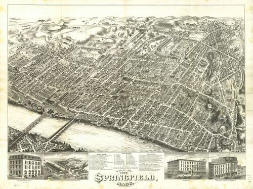 E70 - View of Springfield Massachusetts - 1875
