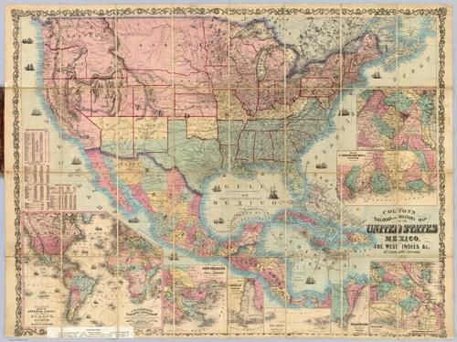 E73 - Coltons Railroad and Military Map United States - GW and CB Colton - 1862