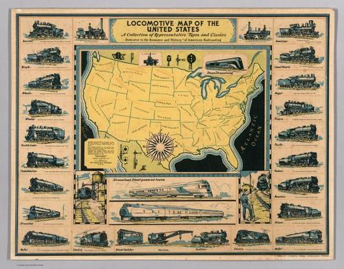 E73 - Locomotive Map of the United States - David Bowers - 1935