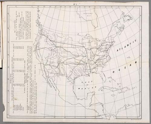 E73 - Map of North America showing possible Rail Routes Across the Continent - Asa Whitney - 1849