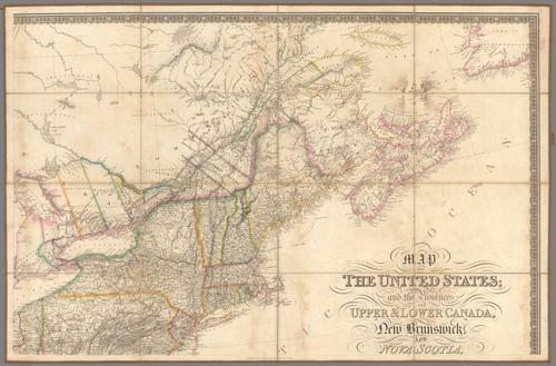 E73 - Map of the US and the Provinces of Upper and Lower Canada New Brunswick and Nova Scotia - John Walker - 1835