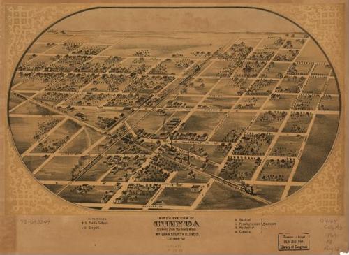 E74 - Birds Eye View of Chenoa McLean County Illinois - A Ruger - 1869