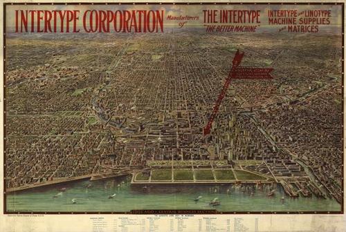 E74 - Chicago Central Business Section Overprinted in Red - Arno B Reincke - 1916