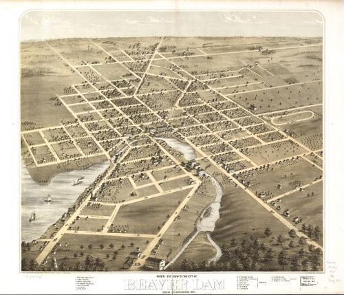 E78 - Birds Eye View of the City of Beaver Dam Dodge Co Wisconsin - A Ruger - 1867