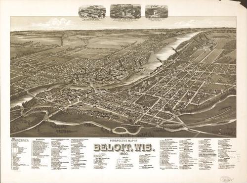 E78 - Perspective Map of Beloit Wisconsin - American Publishing Co - 1890