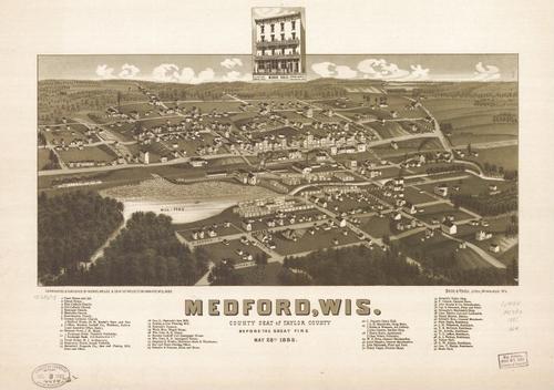 E78 - Medford Wisconsin County Seat of Taylor County Before the Great Fire May 28th - Beck and Pauli - 1885