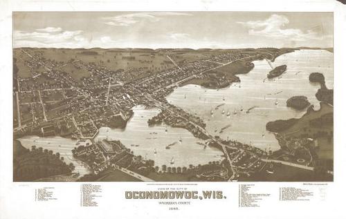 E78 - View of the City of Oconomowoc Wisconsin Waukesha County - Beck and Pauli - 1885