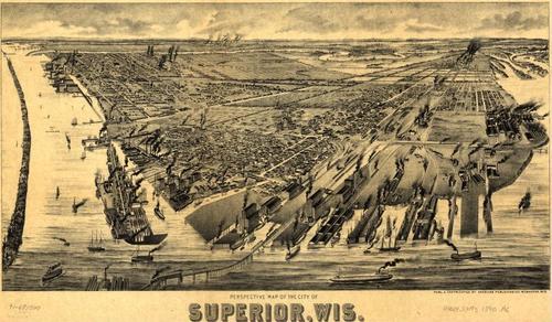 E78 - Perspective Map of the City of Superior Wisconsin - American Publishing Co - 1893
