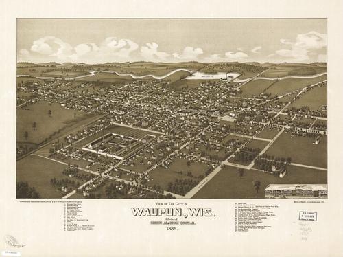 E78 - View of the City of Waupun Wisconsin Situated in Fond du Lac and Dodge Counties - Beck and Pauli - 1885