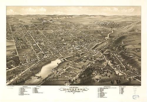 E78 - Birds Eye View of Waukesha CS of Waukesha Co Wisconsin - Beck and Pauli - 1880