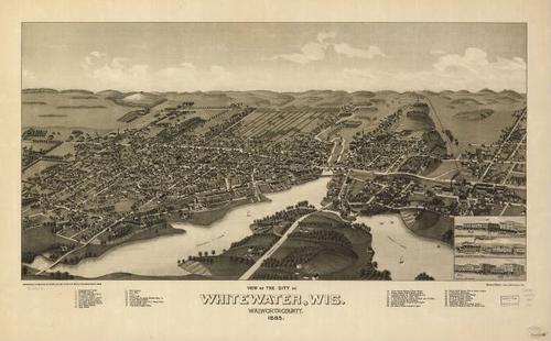E78 - View of the City of Whitewater Wisconsin Walworth County - Beck and Pauli - 1855