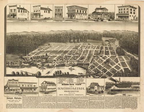 E79 - Birds Eye View of Snohomish Washington - Elliott Pu Co - 1890