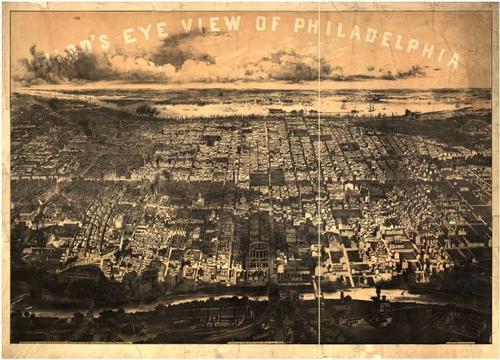E80 - Birds Eye View of Philadelphia - 1868