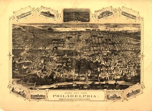 E80 - Birds Eye View Philadelphia - 1876