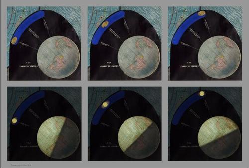 E84 - detail backlit Planetary System Flap open showing The Change of Seasons
