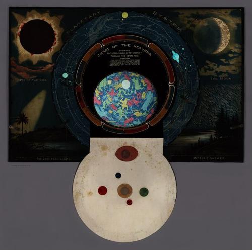 E84 - backlit Planetary System - Flap open showing Chart of the Heavens