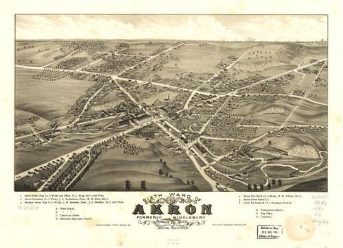 E93 - Sixth ward of Akron formerly Middlebury Summit Co Ohio - 1882