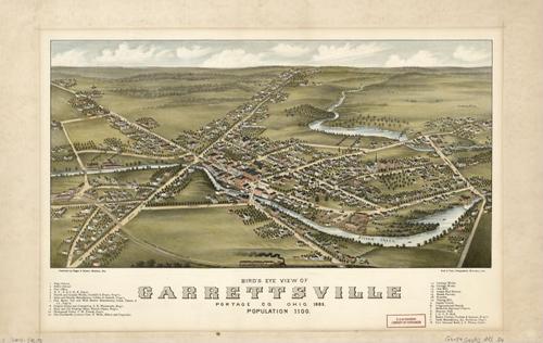 E93 - Birds eye view of Garrettsville Portage Co. Ohio - 1883 