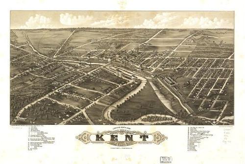 E93 - Panoramic view of the city of Kent Portage County Ohio - 1882