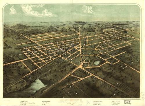 E94 - Birds eye view of the city of Hillsdale Hillsdale Co Mich - 1866