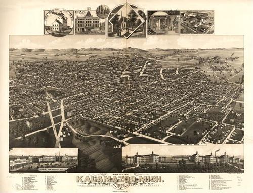 E94 - Birds eye view of Kalamazoo Michigan - 1883