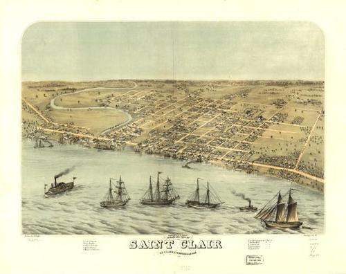 E94 - Birds eye view of Saint Clair St Clair Co Michigan - 1868