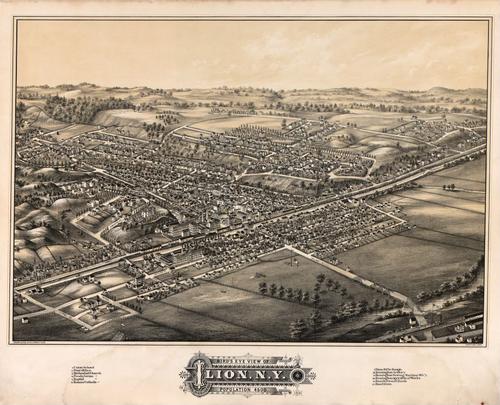 E95 - Birds eye view of Ilion New York population 4500 - 1881