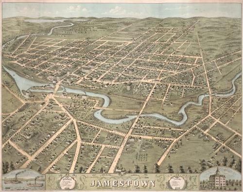 E95 - Birds eye view of the city of Jamestown Chautauqua County New York - 1871  