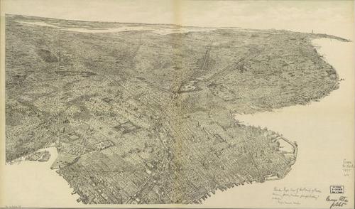E95 - Birds-eye-view of the borough of Brooklyn showing parks cemeteries principal buildings suburbs - 1897