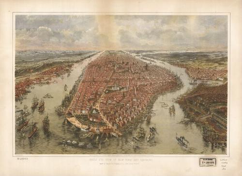 E95 - Birds eye view of New York and environs - 1865
