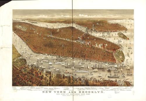 E95 - New York and Brooklyn with Jersey City and Hoboken water front - 1877