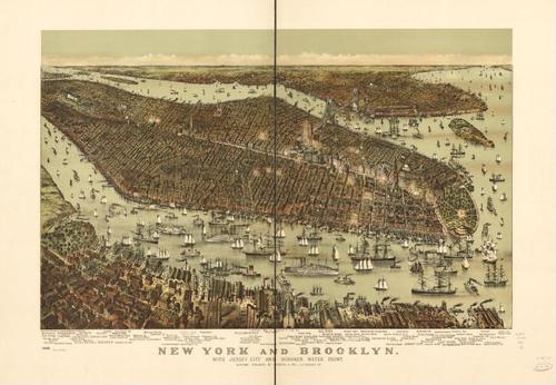 E95 - New York and Brooklyn with Jersey City and Hoboken water front - 1892 