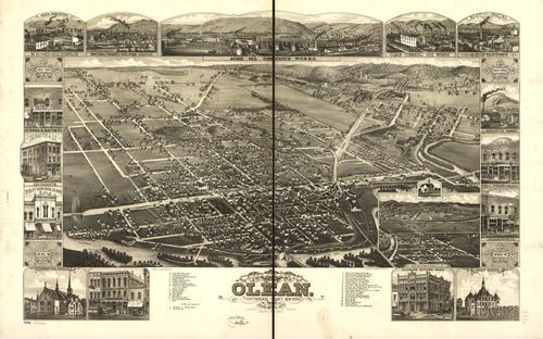 E95 - Birds eye view of Olean Cattaraugus County New York - 1882