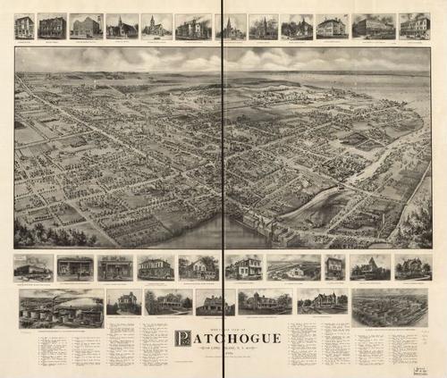 E95 - Birds-eye view of Patchogue Long Island New York - 1906